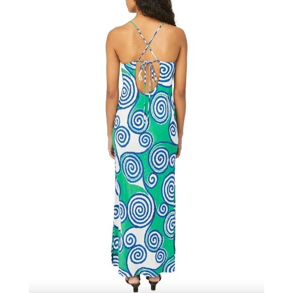 Rhode Jemima Open Back Maxi Dress Green Swirl Lagoon Womens Size 10 - Picture 3 of 8